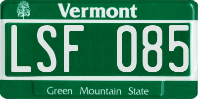 VT license plate LSF085
