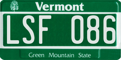 VT license plate LSF086