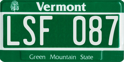 VT license plate LSF087