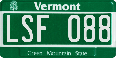 VT license plate LSF088