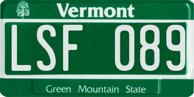 VT license plate LSF089