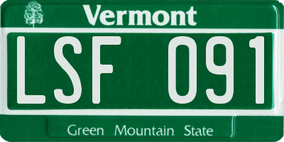 VT license plate LSF091