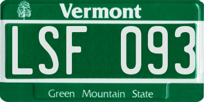 VT license plate LSF093