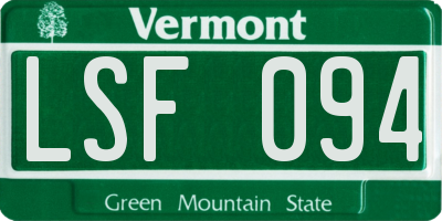 VT license plate LSF094