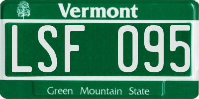 VT license plate LSF095