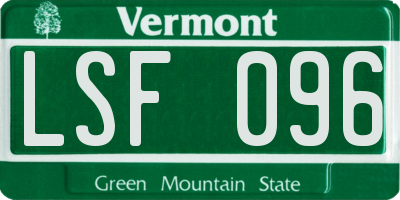 VT license plate LSF096