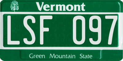 VT license plate LSF097