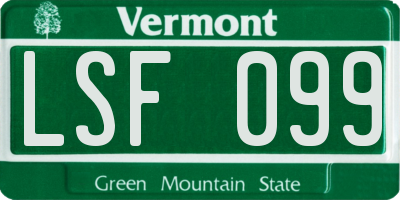 VT license plate LSF099