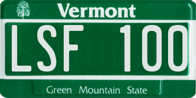 VT license plate LSF100
