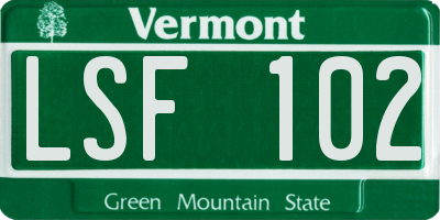 VT license plate LSF102