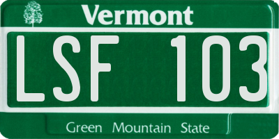 VT license plate LSF103