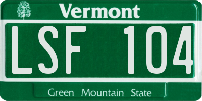 VT license plate LSF104