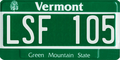 VT license plate LSF105