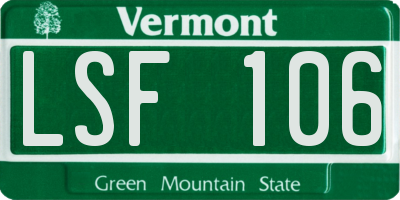 VT license plate LSF106