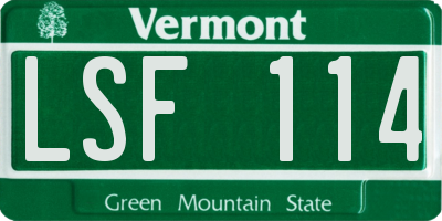 VT license plate LSF114