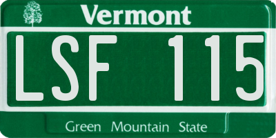 VT license plate LSF115