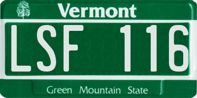 VT license plate LSF116