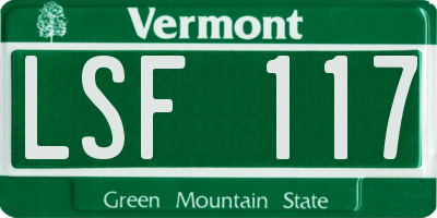 VT license plate LSF117