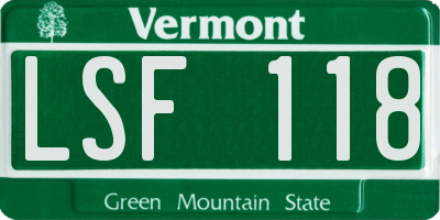 VT license plate LSF118