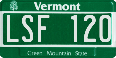 VT license plate LSF120