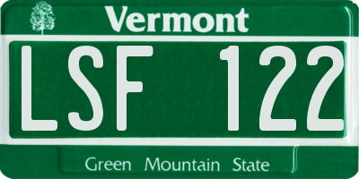 VT license plate LSF122