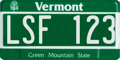 VT license plate LSF123