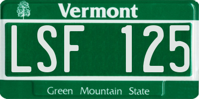 VT license plate LSF125