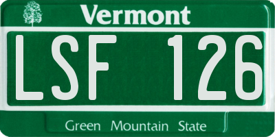 VT license plate LSF126