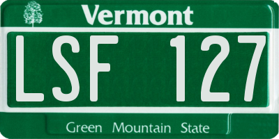 VT license plate LSF127