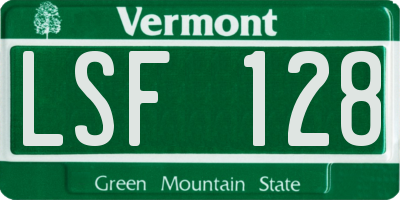 VT license plate LSF128