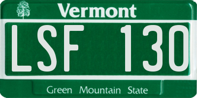 VT license plate LSF130