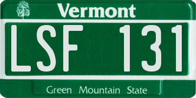 VT license plate LSF131