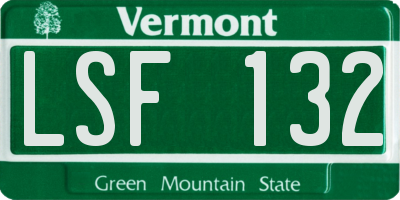 VT license plate LSF132