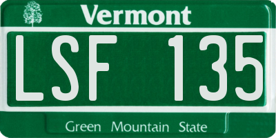 VT license plate LSF135