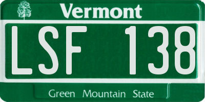 VT license plate LSF138