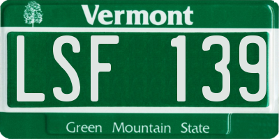 VT license plate LSF139