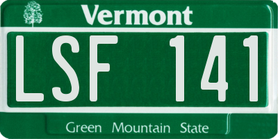 VT license plate LSF141