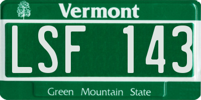 VT license plate LSF143