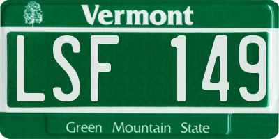 VT license plate LSF149