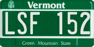 VT license plate LSF152