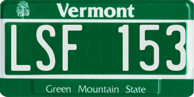 VT license plate LSF153