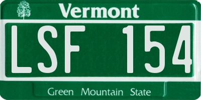VT license plate LSF154