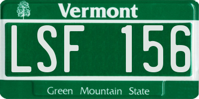 VT license plate LSF156