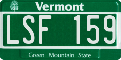 VT license plate LSF159