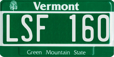 VT license plate LSF160
