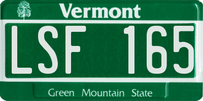 VT license plate LSF165