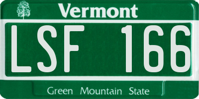 VT license plate LSF166