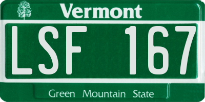 VT license plate LSF167