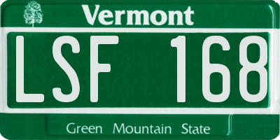 VT license plate LSF168
