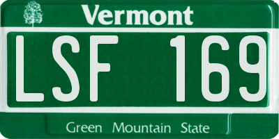 VT license plate LSF169